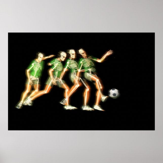 Soccer kicker showing skeleton poster (Front)