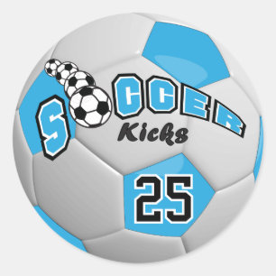 Soccer Kicks   Baby Blue Classic Round Sticker