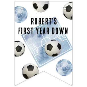 Soccer kids first birthday party  bunting flags