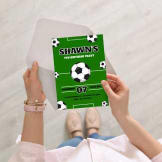 Soccer Kids Football Theme 7th Birthday Party Invitation