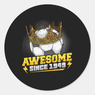 Soccer King 73rd Birthday Crown Awesome Since 1949 Classic Round Sticker
