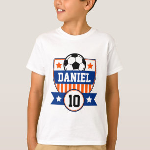 Soccer League Kids Football Name & Number Logo  T-Shirt