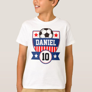 Soccer League Kids Football Name & Number Logo T-Shirt