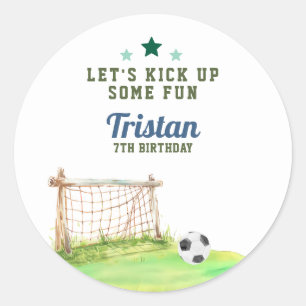Soccer “Let’s Kick Up Some Fun” Any Age Birthday Classic Round Sticker