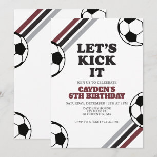 Soccer Let's Kick It Birthday Invitation