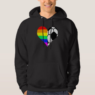 Soccer LGBT Pride Heart Soccer Player Hoodie