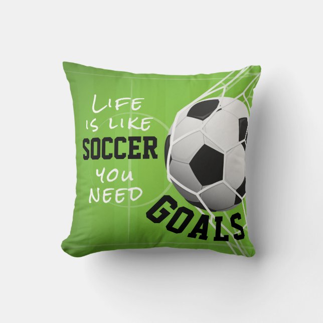 Soccer Like Life, You Need Goals Throw Pillow (Front)