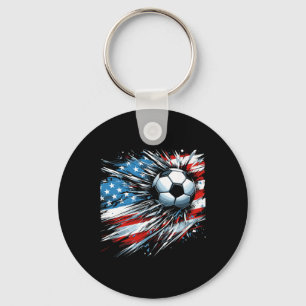Soccer Ll 4th Of July Boys American Flag Patriotic Keychain
