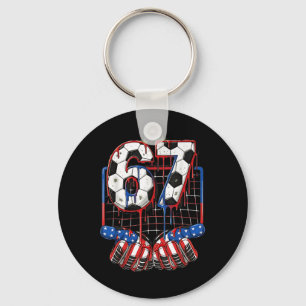 Soccer Ll 67 Drip Six Seven Gen Alpha Meme Usa Fla Keychain