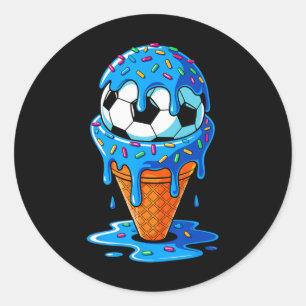 Soccer Ll Ice Cream Drip Fun Sprinkles Birthday Bo Classic Round Sticker