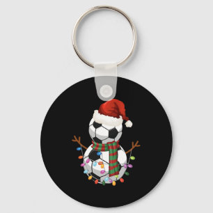 Soccer Ll Snowman Santa Hat Christmas Holiday Keychain