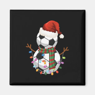 Soccer Ll Snowman Santa Hat Christmas Holiday  Magnet