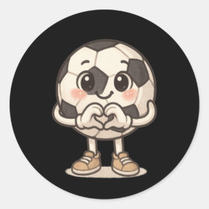 Soccer Ll With Heart Hands Love Cute Soccer Ll  Classic Round Sticker