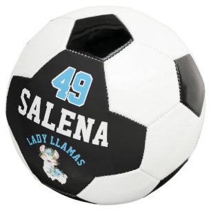 Soccer  Llama  - Blue, Black and White  Soccer Ball