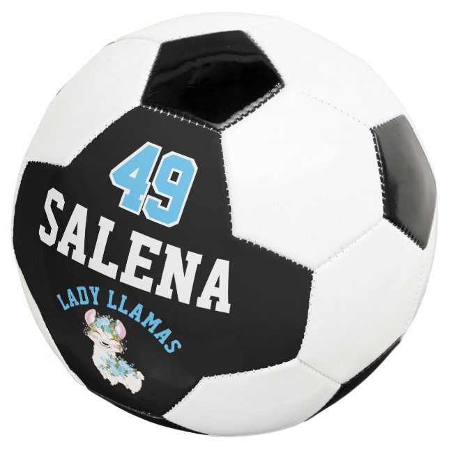 Soccer  Llama  - Blue, Black and White  Soccer Ball (Three Quarter)