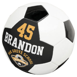 Soccer Logo - Gold, Black and White Ball