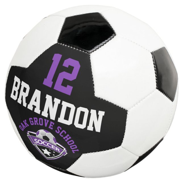 Soccer  Logo - Purple, Black and White Ball (Three Quarter)