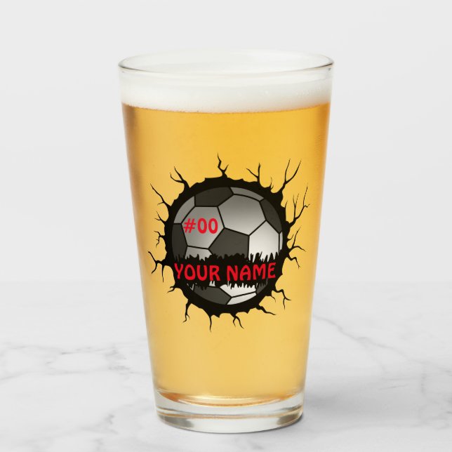 Soccer Logo, Soccer Custom Name, Soccer Gift Glass (Front Filled)