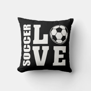 Soccer Love Black Throw Pillow