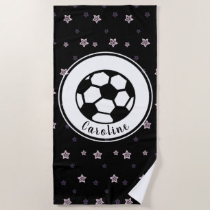 Soccer Love Cute Star Pattern Girls Personalized Beach Towel