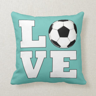 Soccer LOVE Soccer Player Custom Colors Sports Fan Throw Pillow