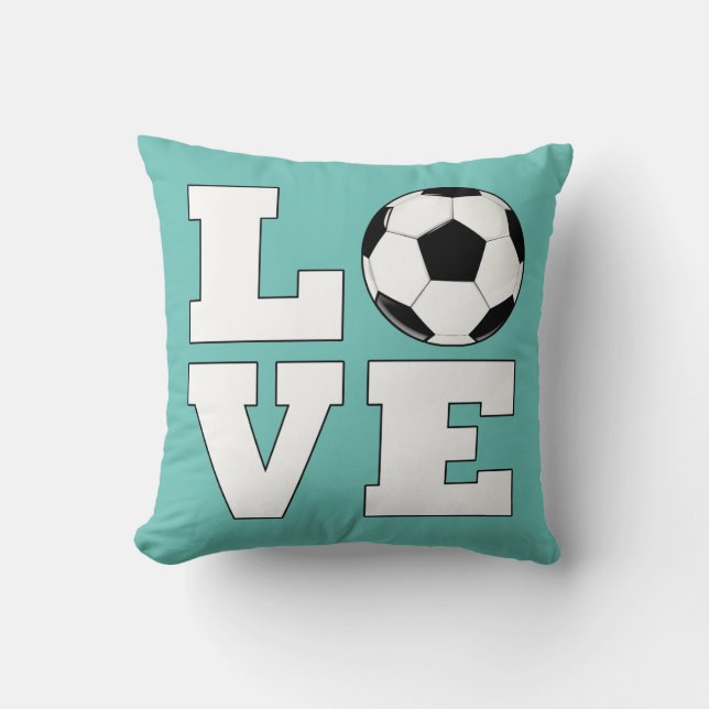 Soccer LOVE Soccer Player Custom Colours Sports Fa Throw Pillow (Front)