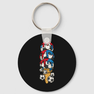 Soccer Lover Ice Cream Cone Drip Art For Sporty Su Keychain