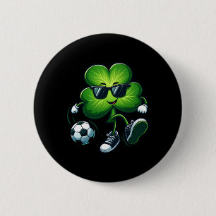 Soccer Lovers Players St Patricks Day Shamrock Men 2 Inch Round Button