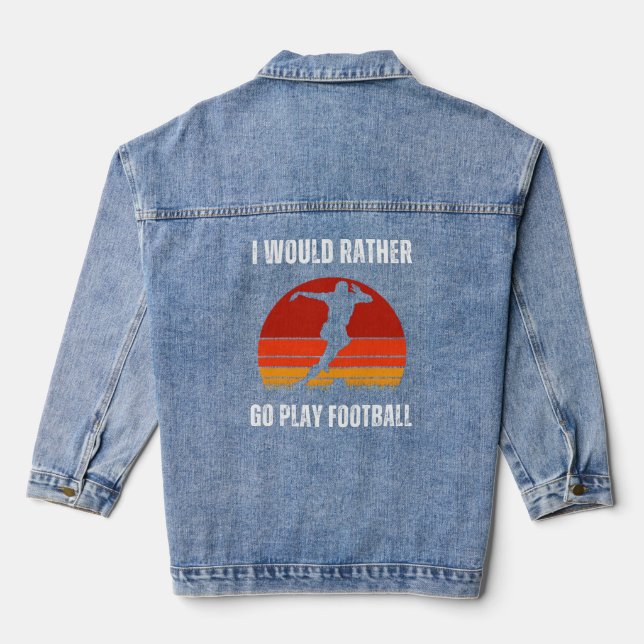 Soccer Lovers Quote with White Text Denim Jacket (Back)
