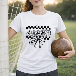 Soccer Mama Bow Style Coquette Football Mama T-Shirt