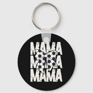 Soccer Mama Coquette Bow Sports Mom Cute Soccer Ga Keychain
