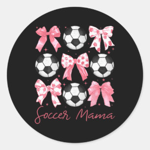 Soccer Mama Coquette Pink Bow Women Outfit  Classic Round Sticker