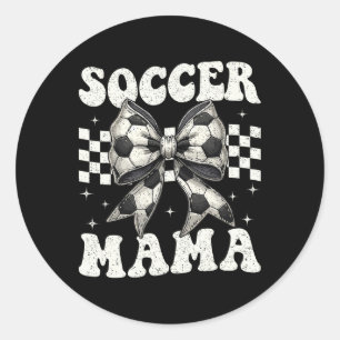 Soccer Mama Funny Coquette Bow Mom Mommy  Classic Round Sticker