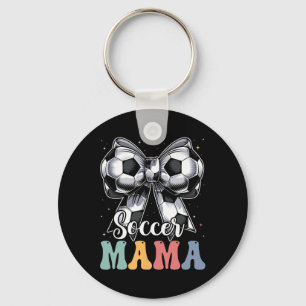 Soccer Mama Retro Groovy Soccer Softbyll Mom  Keychain