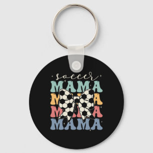 Soccer Mama Retro Groovy Soccer Softll Mom _1 Keychain