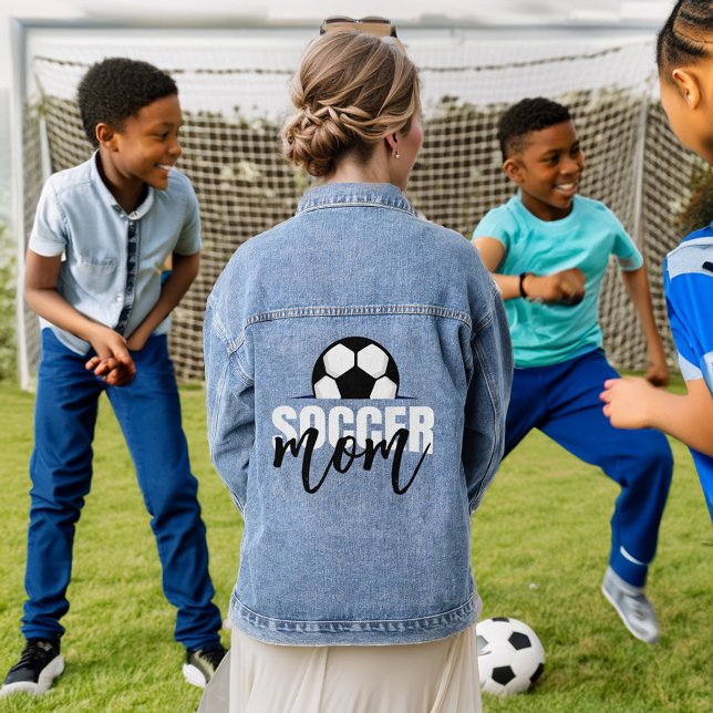 Soccer Maman Texte noir et blanc balle de football (Créateur téléchargé)