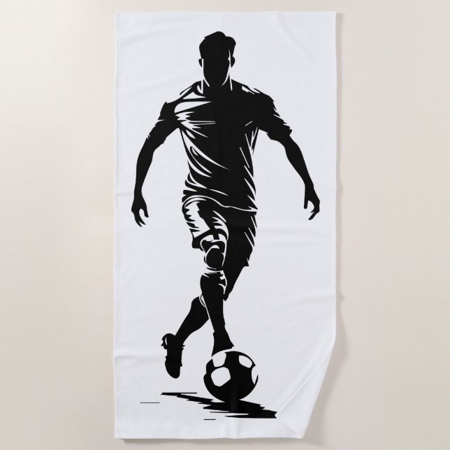 Soccer man with ball design. beach towel (Front)