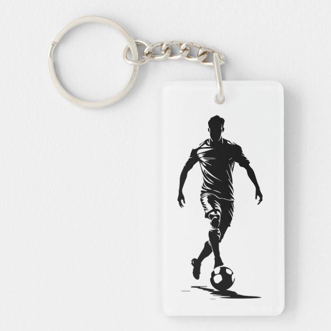 Soccer man with ball design. keychain (Front)