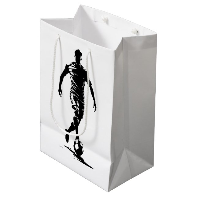 Soccer man with ball design. medium gift bag (Front Angled)