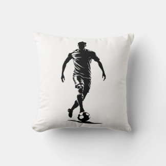 Soccer man with ball design. throw pillow