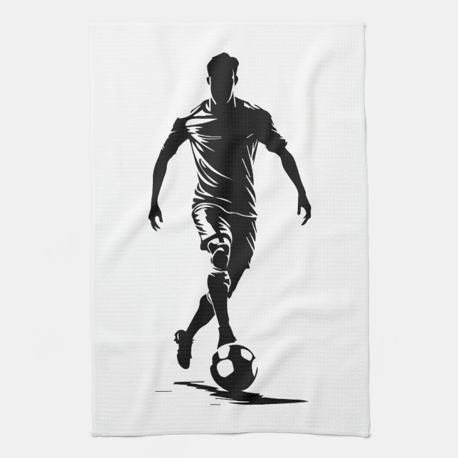 Soccer man with ball kitchen towel (Vertical)