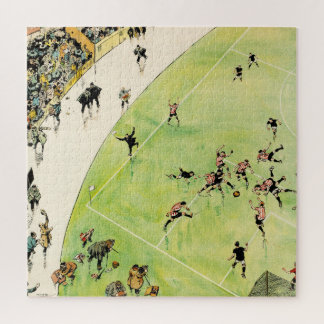 Soccer match, London teams, 1910s funny cartoon Jigsaw Puzzle