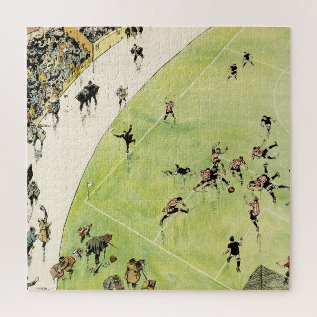 Soccer match, London teams, 1910s funny cartoon Jigsaw Puzzle (Vertical)