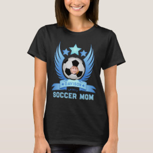 Soccer Mom Blue Super Star Wings Custom Photo Name T-Shirt