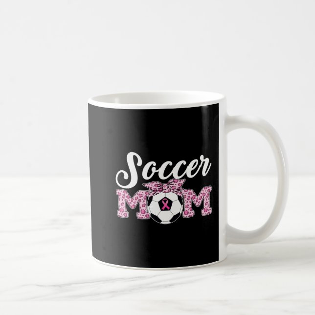 Soccer Mom Breast Cancer Awareness Pink Ribbon Leo Coffee Mug (Right)