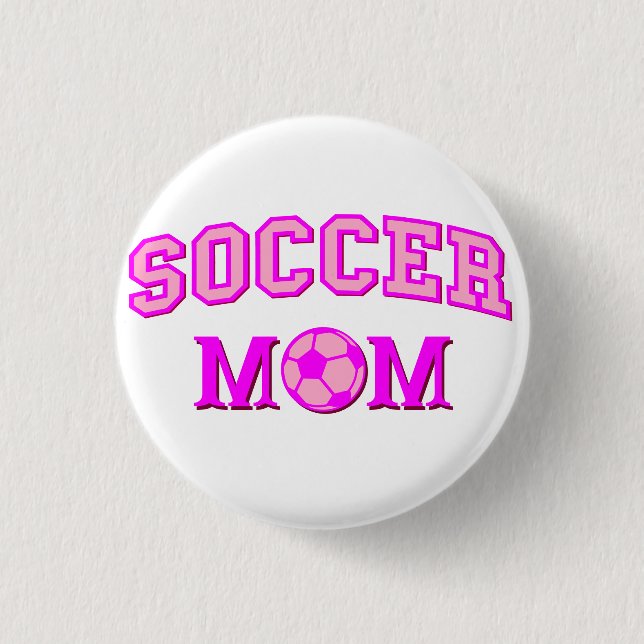 Soccer Mom Drawing And Text All Pink 1 Inch Round Button (Front)