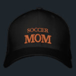 SOCCER MOM embroidered baseball cap gold / white<br><div class="desc">Embroidered Hats: Classic golden / white fashion baseball cap with text "SOCCER MOM" for the worlds best soccer / football moms,  mothers day,  grandma birthday / family hats</div>