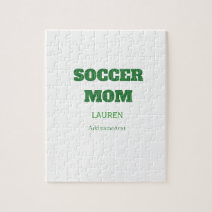 SOCCER MOM FOOTBALL MOTHERS DAY GIFTS GREEN SIMPLE JIGSAW PUZZLE