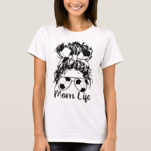 Soccer Mom Funny Soccer Ball Glasses Bow Mom Life T-Shirt