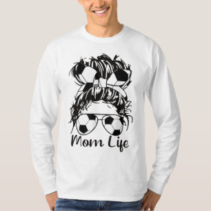 Soccer Mom Funny Soccer Ball Glasses Bow Mom Life T-Shirt